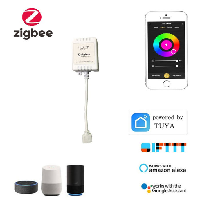 Tuya Zigbee Mobile Phone APP Control Dimmer Smart RGB Light With Controller Voice APP Remote Control Work With Alexa Echo Plus