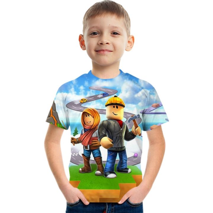 ROBLOX Game Pattern Printing Children's T-shirt Soft and Comfortable Summer Clothing Children Cartoon Sandbox Party