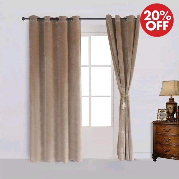 Light Brown Velvet Curtains Room Darkening Drapes - Pair