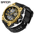 SANDA Original New Product Listing Creative Men's Watch Fashion Sports Luxury Waterproof Quartz LED Multi-function Swimming Military Men's Watch. 