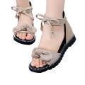Summer Girls Flat Sandals Princess Shoes Children Soft Bottom Roman Shoes Girl Bow Casual Sandals Kids Size 27-37. 