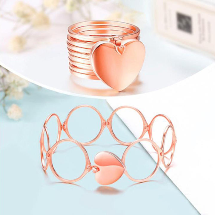 2 In 1 Magic Retractable Heart Ring Bracelet Stretchable Twist Folding Jewelry