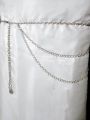 Elegant Multi-Layer Metal and Beads Chain Waist Belt. 