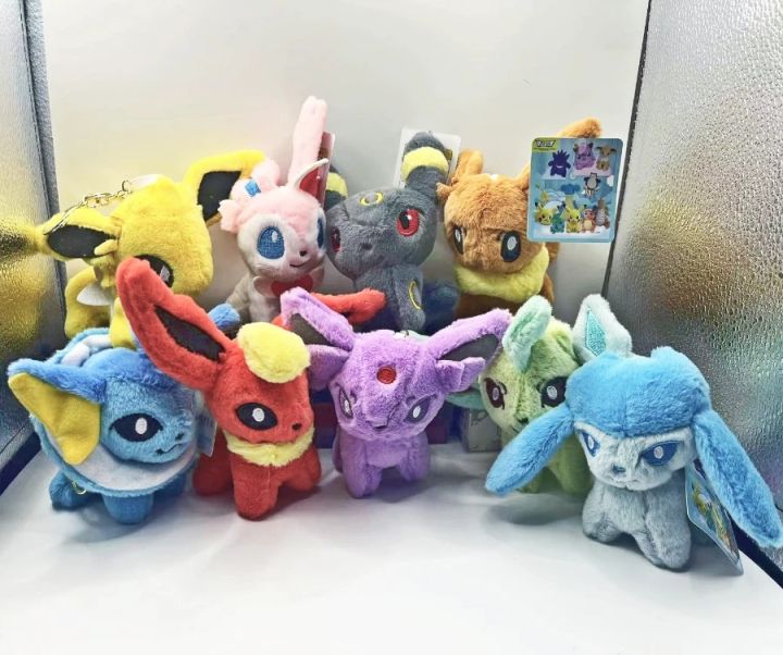 Pokemon 12cm Umbreon Sylveon Espeon Eevee Vaporeon plush Keychain Keyring Doll Pendant Toy Gifts