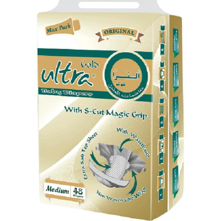 Ultra Gold - Premium Baby Diapers Super Absorbent with Leak Lock, Medium Size 3 , 48 Pieces in Pack