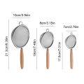 1Pc 304 Stainless Steel Mesh Filter Spoon With Wooden Handle Flour Filter Spoon Household Kitchen Fried Food Filter Colanders. 