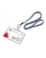 Deli Plastic Name badge Horizontal with String - Beige and Grey. 