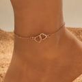 【In-Demand Item】 Fashion Silver Color Double Heart Anklet for Women Bling Hollow Out Love Foot Ankle Leg Bracelet Chain Jewelry WANNA.