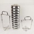 Decent Export Quality Stainless Steel Tiffin Carrier – SS Patti Belly Design Lunch Box for Office & School – Leak-Proof, Durable, Food-Grade – 3-Tier & 4-Tier. 
