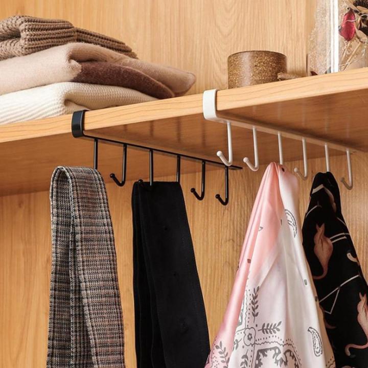 High Quality 6 hook cup holder iron kitchen storage rack cabinit hook Towel Cup Multifunctional Storage Hook Shelf Racks & Holders