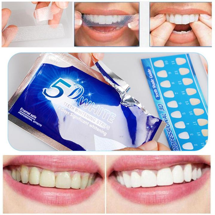 2Pcs/Bag 5D Teeth Whitening Strips Obvious Effects Teeth Whitener Strips Oral Hygiene Teeth Whitening Strips Oral Care Supplies