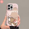 Cartoon Tom Jerry Love Heart Cute Cat Mouse Couples Case Compatible for iPhone 15 11 13 14 12 Pro Max 7Plus XR 8 7 Plus XS X Max Luxury Plating Metal Lens Frame Anti Knock Soft Cover. 