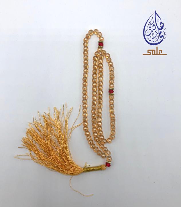 Glass Golden & White Tasbeeh – Handmade Prayer Beads with 100 & 33 ...