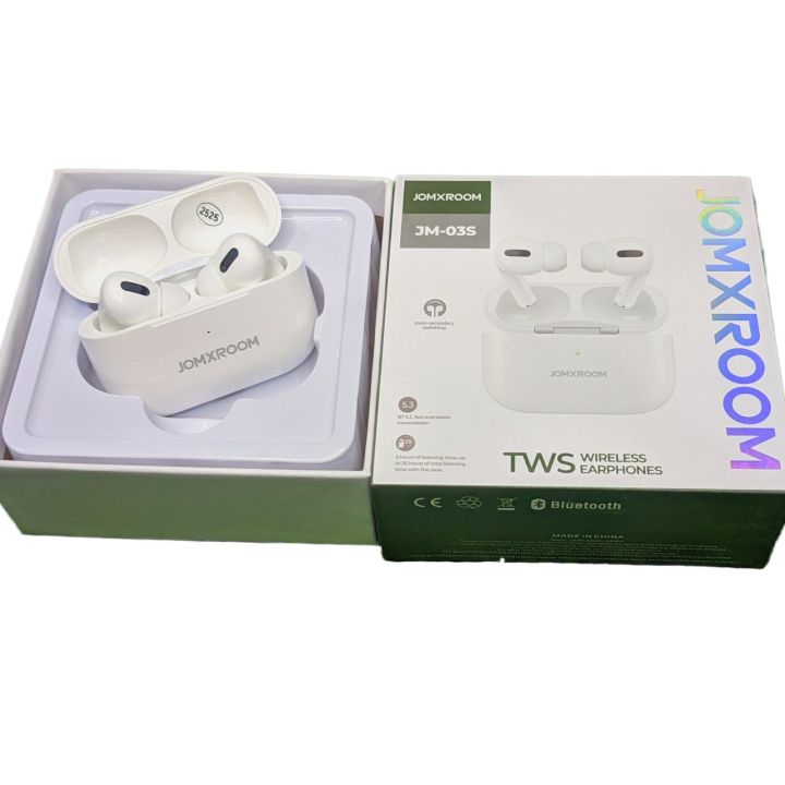Jomxroom JM-03s TWS Wireless Airbuds  | 5 Hour of listening time | Blue tooth Calling and Hifi Sound and Base