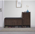 SR001 - Oak Wood Contemporary Design Dark Brown Polish Finish Shoe Cabinet Storage Rack Living Room Shelves Books Organizer. 