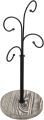 One Piece Black Metal Coffee Mug Tree Rack with 4 Curved Hooks and  Wood Base customized by the Decor Dictionary. 
