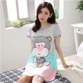 Summer Cute Cartoon Women Sleepwear Thin Short Sleeve Printing Nightdress Women's Nightgown Sleepwear Night Dress Loungewear. 