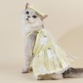 Flower Pet Dress for Dog Shih Tzu Female Wedding Bow Knot Kitten Cat Dress + Hairband Birthday Cat Outfit Dog Formal Clothes Dog Dress Girl Pet Clothing. 