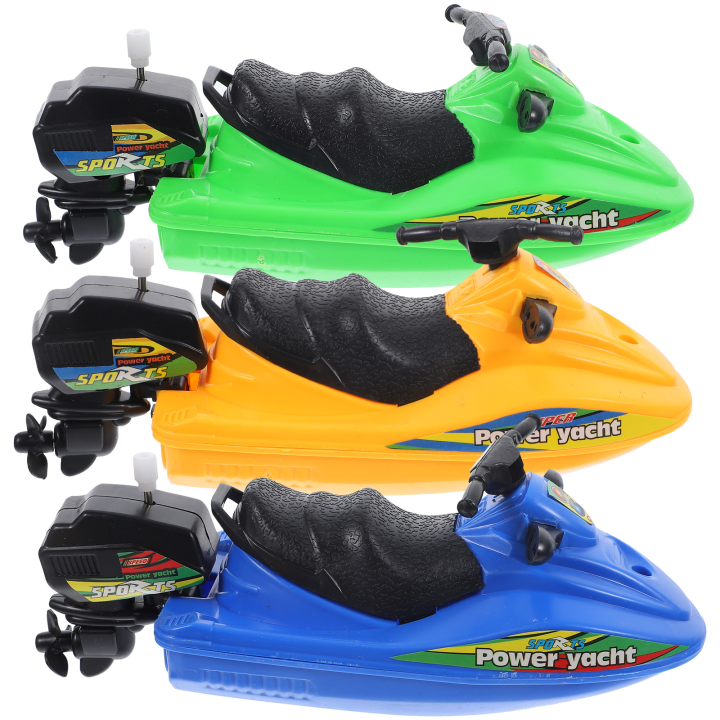 3 Pcs Motor Boat Wind Pool Toys Windup Baby Bath Tub Ship Plastic Water Kids Toddler