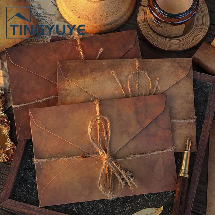 Envelope Letter Paper Vintage Pattern Brown Paper Envelope Set with Confessional Stationery