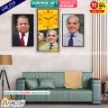 Gift City Presents Nawaz Sharif and Shahbaz Sharif Wall Frame / Wall Clock for Office and Home Decor. 