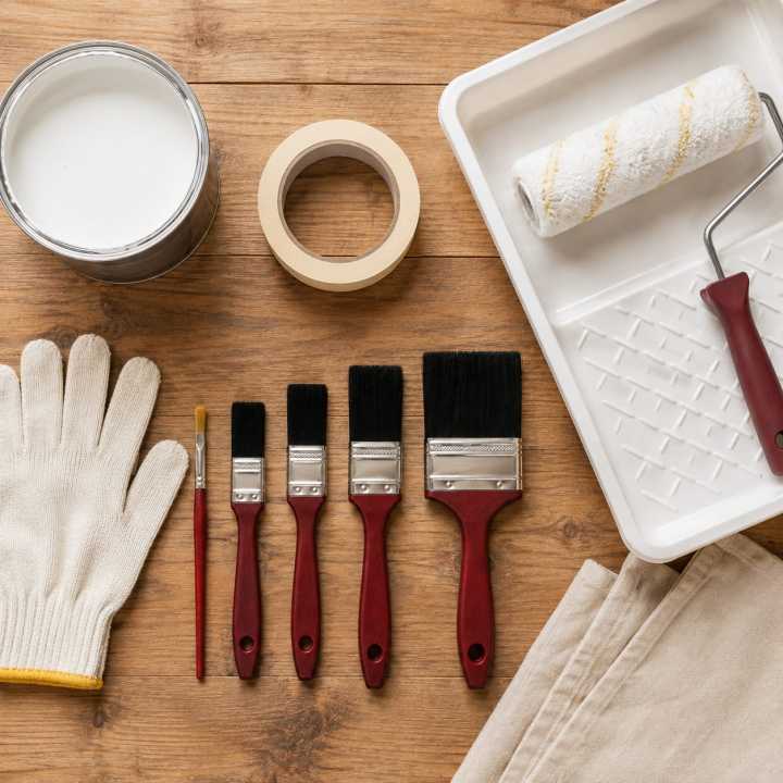 5 Pcs Paint Brush Set 1", 1.5", 2", 3" & Detail Brush | Wall, Wood & Furniture Painting Brushes