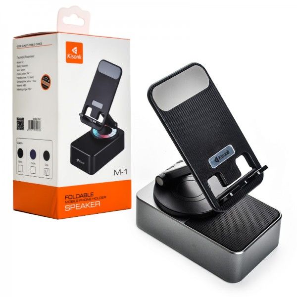 KISONLI Bluetooth Speaker M-1 Phone Holder 360° Foldable Mobile RGB lights | mobile stand speaker 3in1 KISONLI Speaker Bluetooth M-1 Phone Holder 360° Foldable Mobile RGB Mini, PORTABLE, Wireless Mobile Phone, Portable Audio Player, COMPUTER, Outdoor