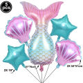 5pcs Mermaid Ballon Mermaid Tail Shell Foil Balloon Mermaid Rubber Ring Slap Bracelet keychain Under The Sea Mermaid Party Favor. 