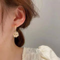 Hong Kong style pearl zircon earrings are versatile, personalized, exquisite, and high-end for women. 