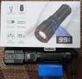 Super Bright Rechargeable LED Torch Digital Power Indicator, Telescopic Zoom, 1.2 KM Range, Power Bank Supported- 8800 mAh. 