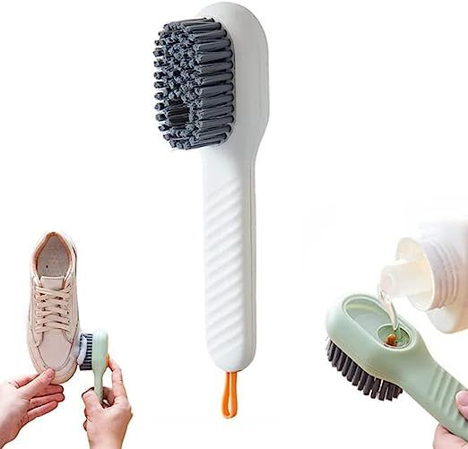 Cleaning Brush With Soap Dispenser | Long Handle | Soft Bristle | Shoes & Clothes Cleaner | Household Laundry Cleaning Tool