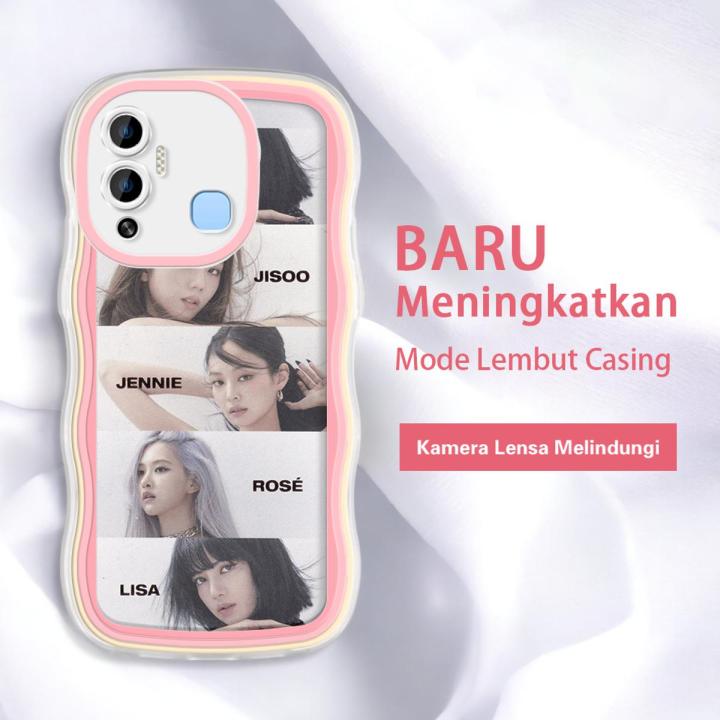 FELMYST BLACKPINK Case For Infinix Hot 12 Play 3D Kor Girl Groups INS JISOO LISA JENNIE ROSE Mobile Phone Casing Shockproof Soft Shell Back Cover