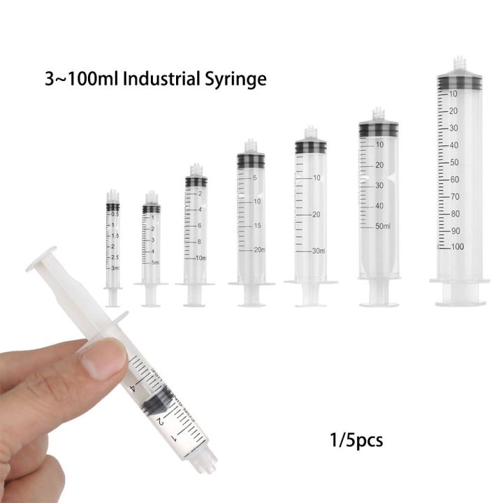 1/5pcs High quality 5~100ml Cat feeding tools Liquid Dispenser Plastic Syringe Measuring Syringes Transparent Screw Type