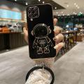 Maitus for Samsung Galaxy M62 F62 Back Cover with Ring Lanyard Buckle Astronaut Stand Holder Luxury 6D Plating Shiny Cases Soft Silicone Square Phone Case for Boy Girls. 
