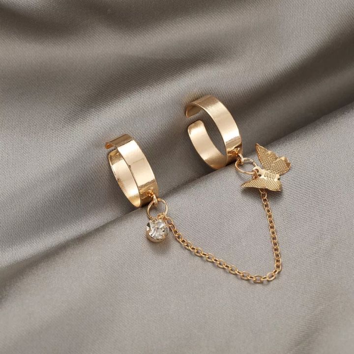Korean%20Stylish%20New%20Butterfly%20Two%20Finger%20Open%20Adjustable%20Ring%20With%20Chain%20Crystal%20And%20Fashion%20Rings%20For%20Girls%20&%20Women%202pcs/Set%20-%20Image%207