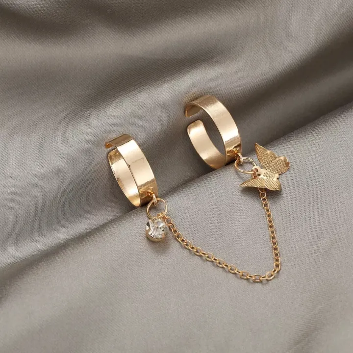 Korean%20Stylish%20New%20Butterfly%20Two%20Finger%20Open%20Adjustable%20Ring%20With%20Chain%20Crystal%20And%20Fashion%20Rings%20For%20Girls%20&%20Women%202pcs/Set%20-%20Image%207