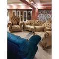 Tufted Royal 7 Seated Sofa Set 3+2+1+1 In Order Velvet Fabric + Printed Seats Tufted Back. 