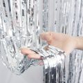 Back Drop Foil Curtains Silver Size 3 Feet Width & 3 Feet Height, Best for Birthday, Wedding Decoration. 