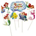 Mermaid Theme Cake Toppers - Cake Toppers - Multi Colors - Girls Theme - Pack Of 8 Cake Toppers. 