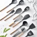 12 Pcs Silicone Cooking Utensils Kitchen Utensil Set - Heat Resistant Non-Toxic BPA Free Spatula Set with Turner Tongs,Spoon,Brush,Whisk-Wooden Handles Kitchen Gadgets Tools Set for Nonstick Cookware. 
