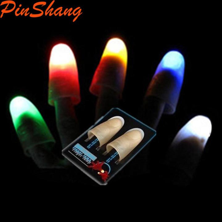 PinShang 1 Pair Creative Magic Thumb Tip LED Light Magic Trick Finger Lights