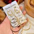 Pack of 6 Pairs / set Korean Hoop Earrings Set Oversized Big Circle Earring Fashion Jewelry for Women Girls Steampunk Ear Clip. 