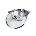 Stainless Steel Hot Pot 20cm Diameter with  Glass Lid 1.9 Litre. 
