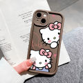 Hontinga for Vivo Y28 4G Back Cover Cute Shy Hello Kitty Pattern Ladder Soft Camera Protection Rubber Phone Case for Girls. 