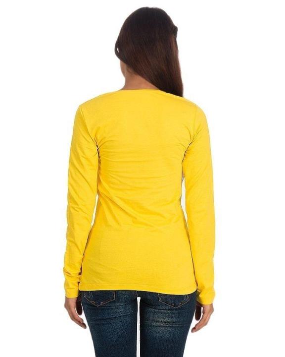 Yellow%20Cotton%20Full/Long%20Sleeves%20Round%20Neck%20Top%20T-Shirt%20For%20Ladies/Women%20-%20Image%204