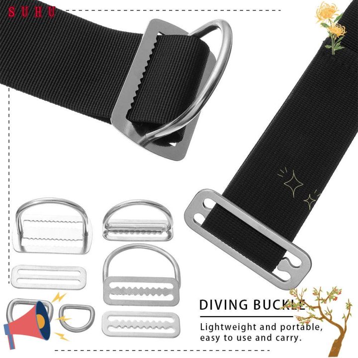 SUHU 9 Styles Scuba/Diving Weight Belt Free Diving D Ring Slide Keeper Webbing Harness BCD Accessoires 2" Stainless Steel High Quality Belts Retainer Stopper