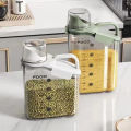 Rice Grain Dispenser Acrylic Storage Jar Moisture-proof Self Sealing Dry Food Container Cup Measuring Display Kitchen Accessories ,Capacity 2L & 1.8L (Assorted Colors). 