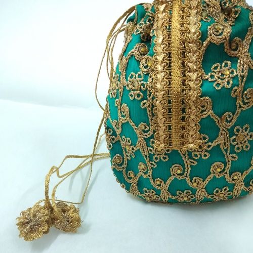 Traditional Hand potli fancy embroidery  bridal clutch bag for wedding best gift for women/Pouch style drawstring bag