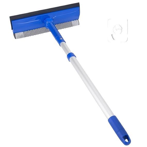 Window Cleaner Tool for Home with Extension Pole 20''-30'', Squeegee for Window Cleaning, Glass Washer for Car Windshield, Shower Doors, Mirror and Solar Plats
