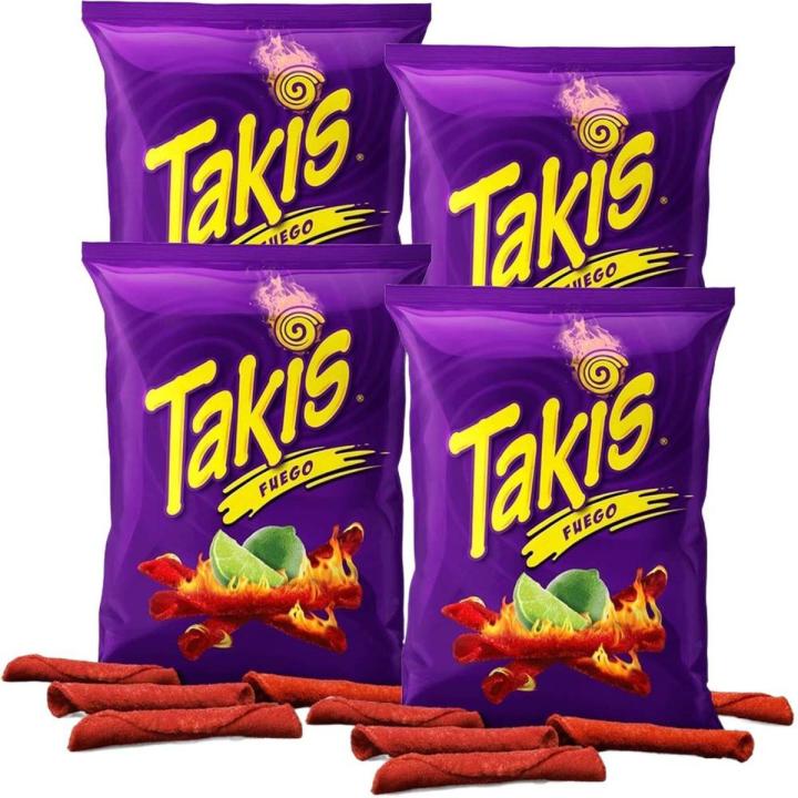 Takis Mini Fuego Hot Chili Chips, 35gram Bag (4-Pack)